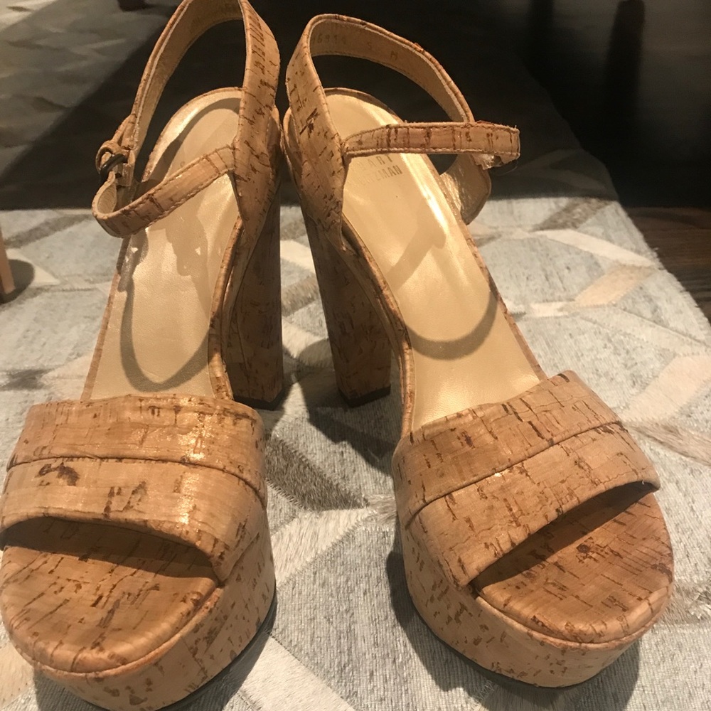 Stuart Weitzman Cork Platform Sandals
